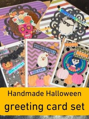 Post-Halloween Set of 5 Handmade Greeting Cards